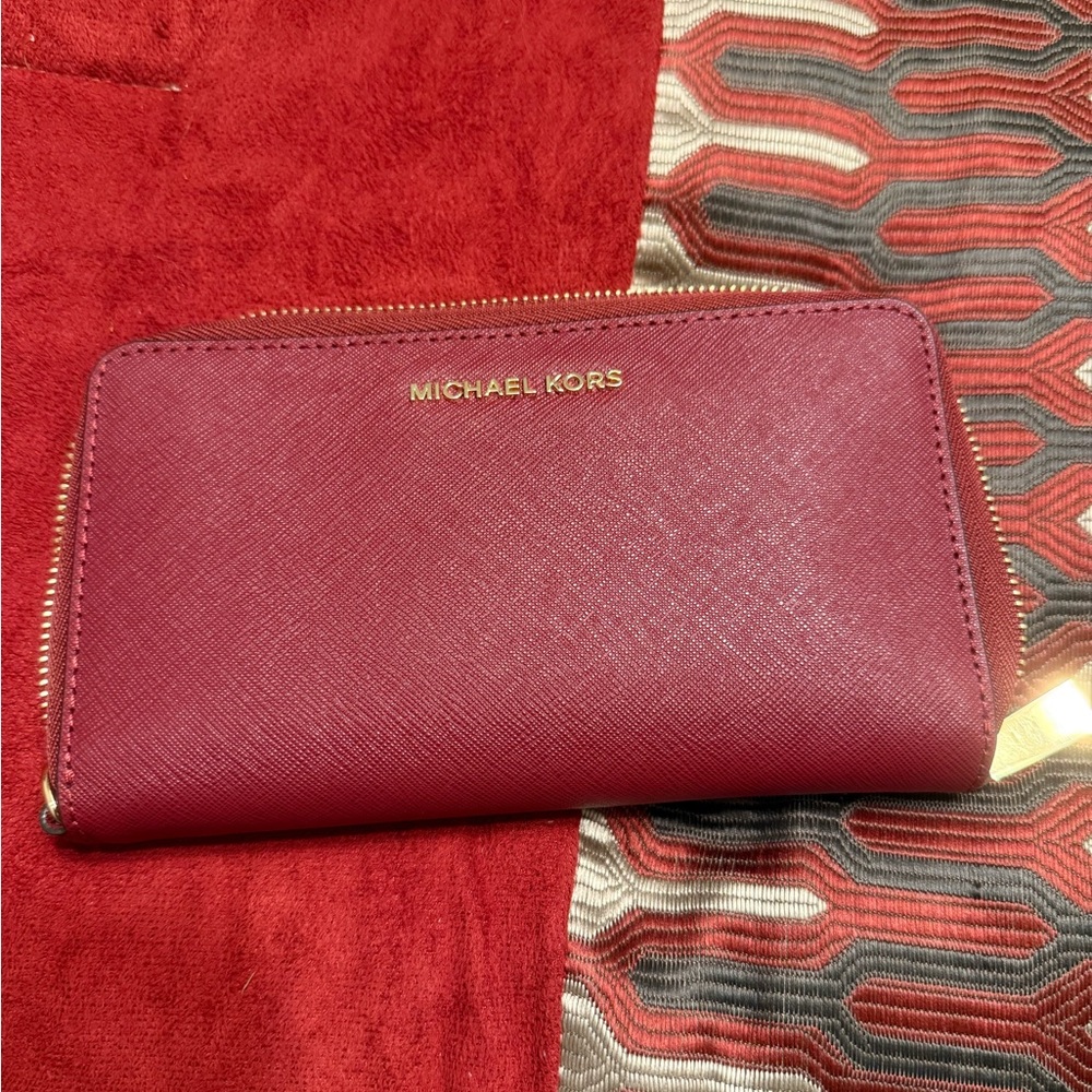 Michael Kors Fuchsia Wallet with Gold Accents
